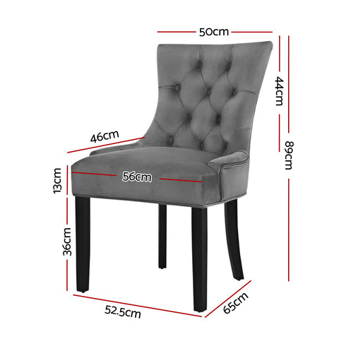 Dining Chairs Set Of 2 Velvet French Provincial Grey