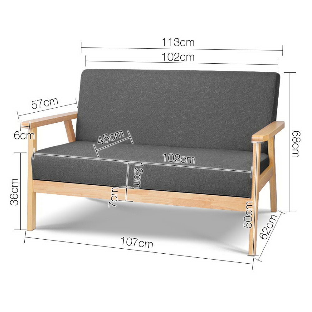 2-Seater Fabric Sofa Armchair Skane