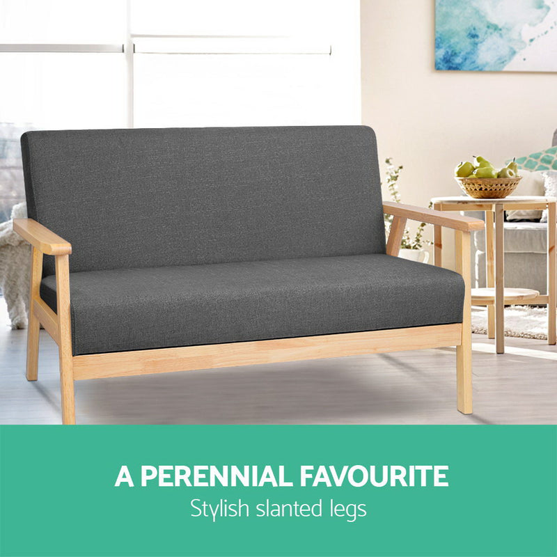 2-Seater Linen Fabric Sofa Armchair Skane