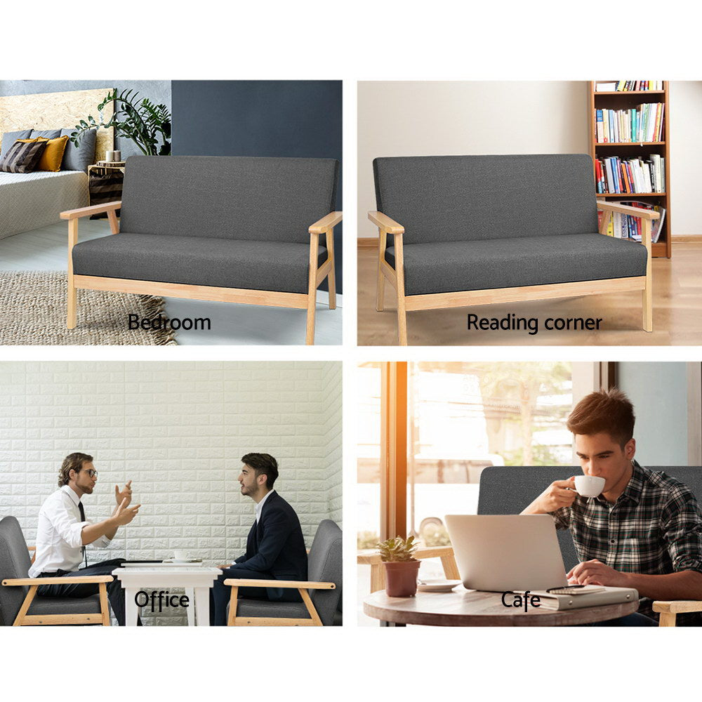 2-Seater Fabric Sofa Armchair Skane