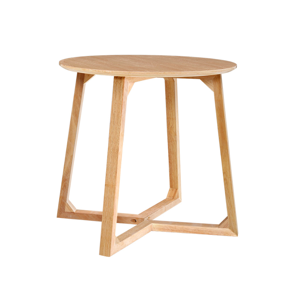 Coffee Table Round Side Tables Nightstand Bedside Wooden Beige, Wooden finish