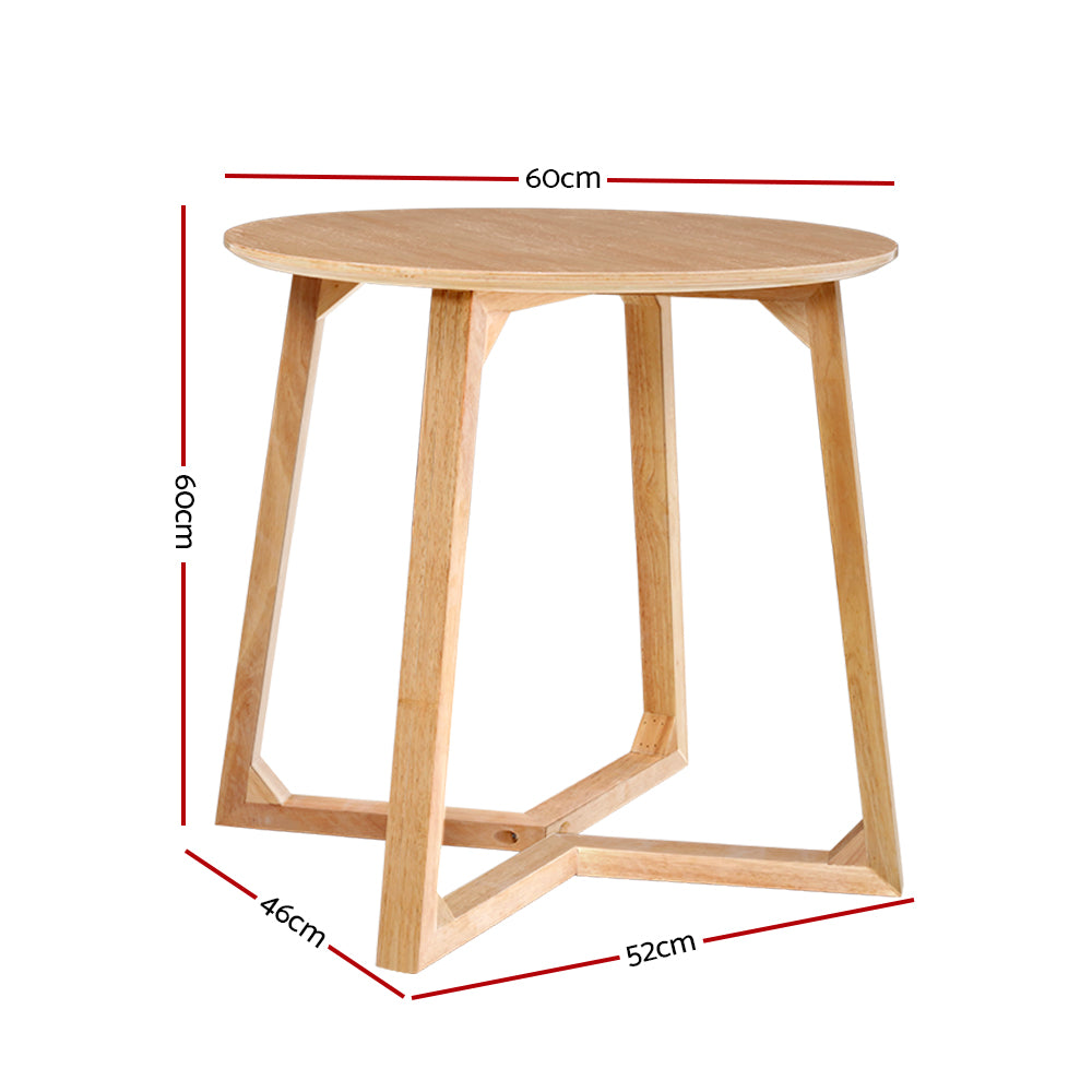 Artiss Furniture Upho Tab - Coffee Table Round Side Tables Nightstand Bedside Wooden Beige