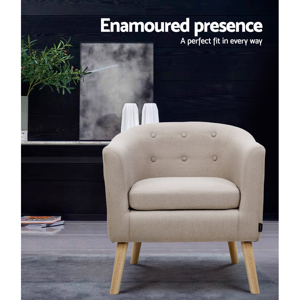 Armchair Tub Chair Beige Adora