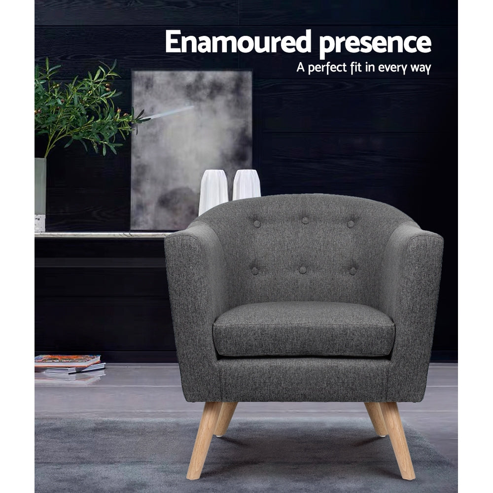 Grey Adora Tub Armchair Soft Lounge Accent Chair