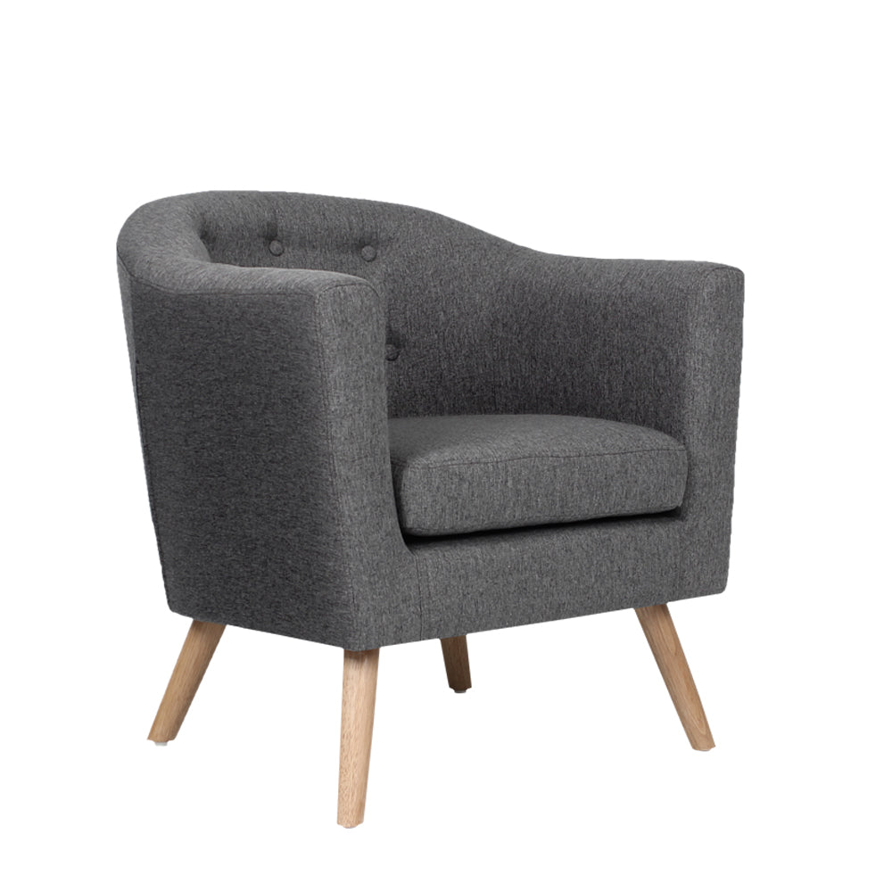 Grey Adora Tub Armchair Soft Lounge Accent Chair