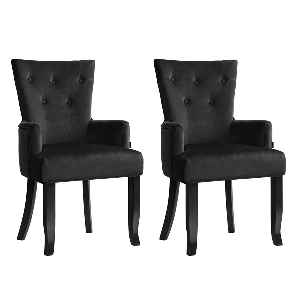 Velvet Dining Chairs Black 54x62x96cm