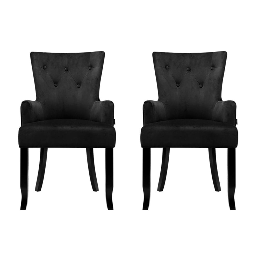 Velvet Dining Chairs Black 54x62x96cm