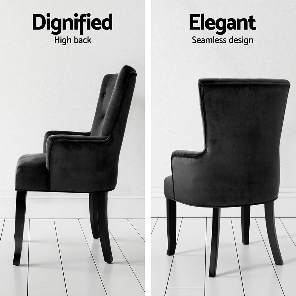 Velvet Dining Chairs Black 54x62x96cm