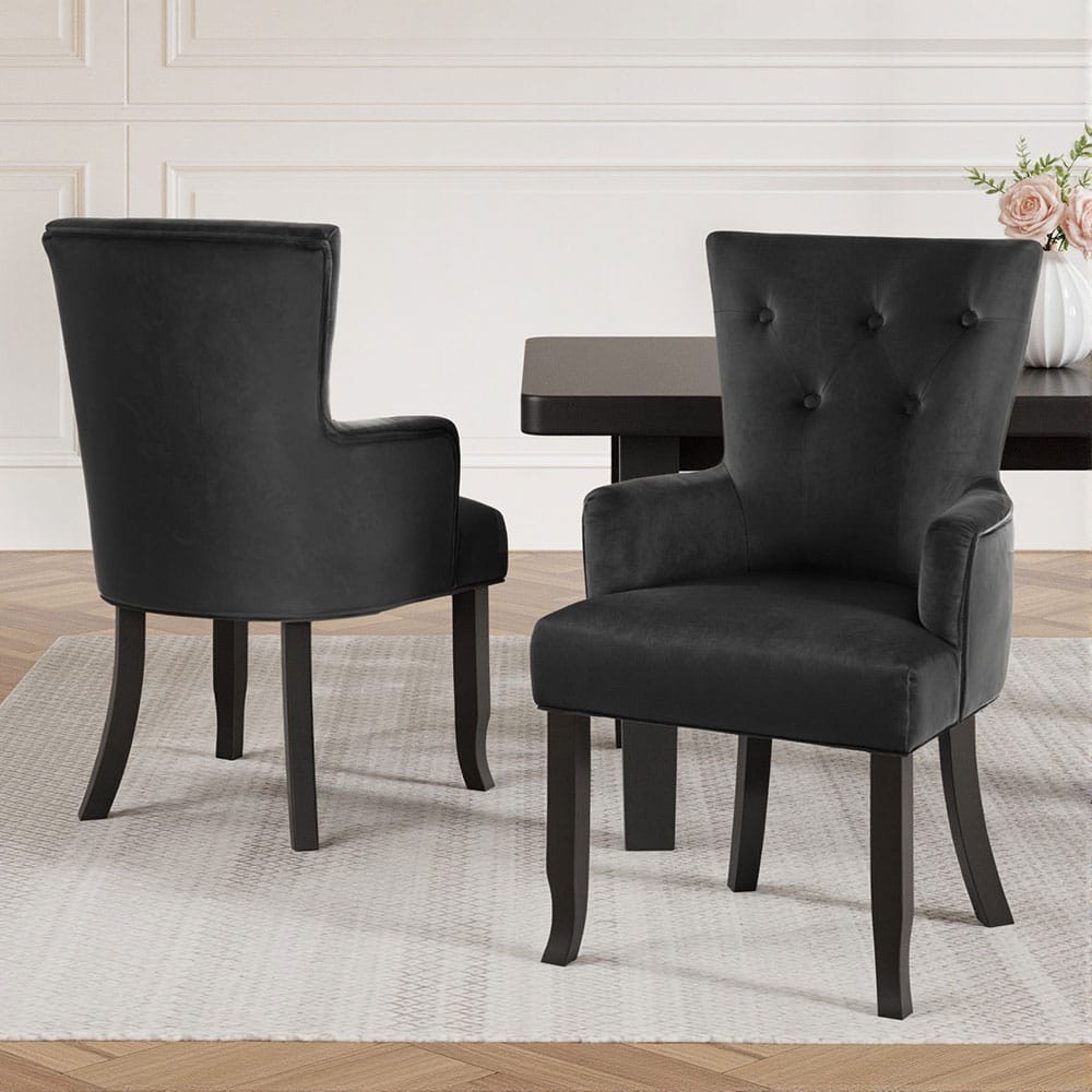 Velvet Dining Chairs Black 54x62x96cm