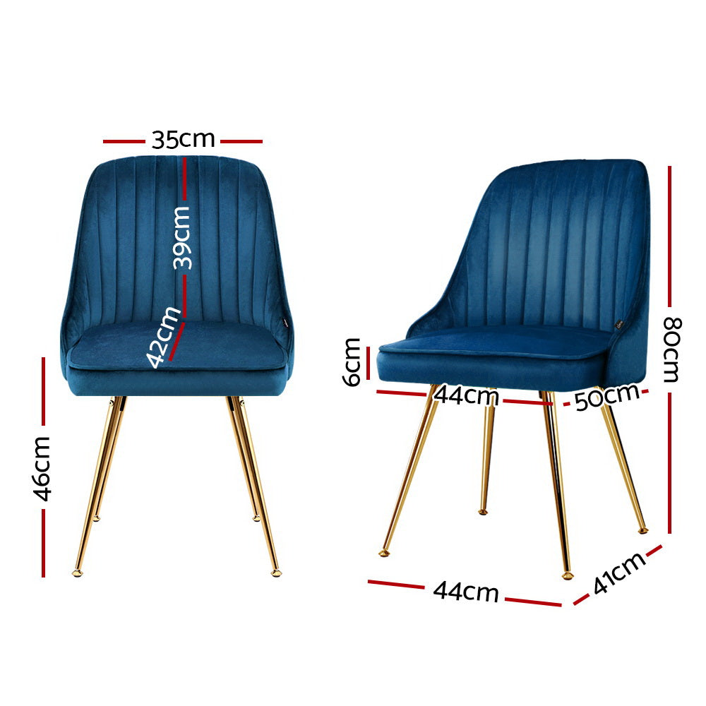Blue colour - Dining Chairs Set of 2 Blue Velvet Channel Tufted Upholstered Modern Chairs