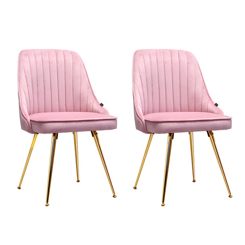 Dining Chairs Velvet Pink Set Of 2 Nappa
