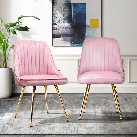 Dining Chairs Velvet Pink Set Of 2 Nappa