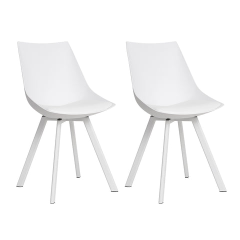 Set Of 2 Lylette Dining Chairs Cafe Chairs Pu Leather Padded Seat White