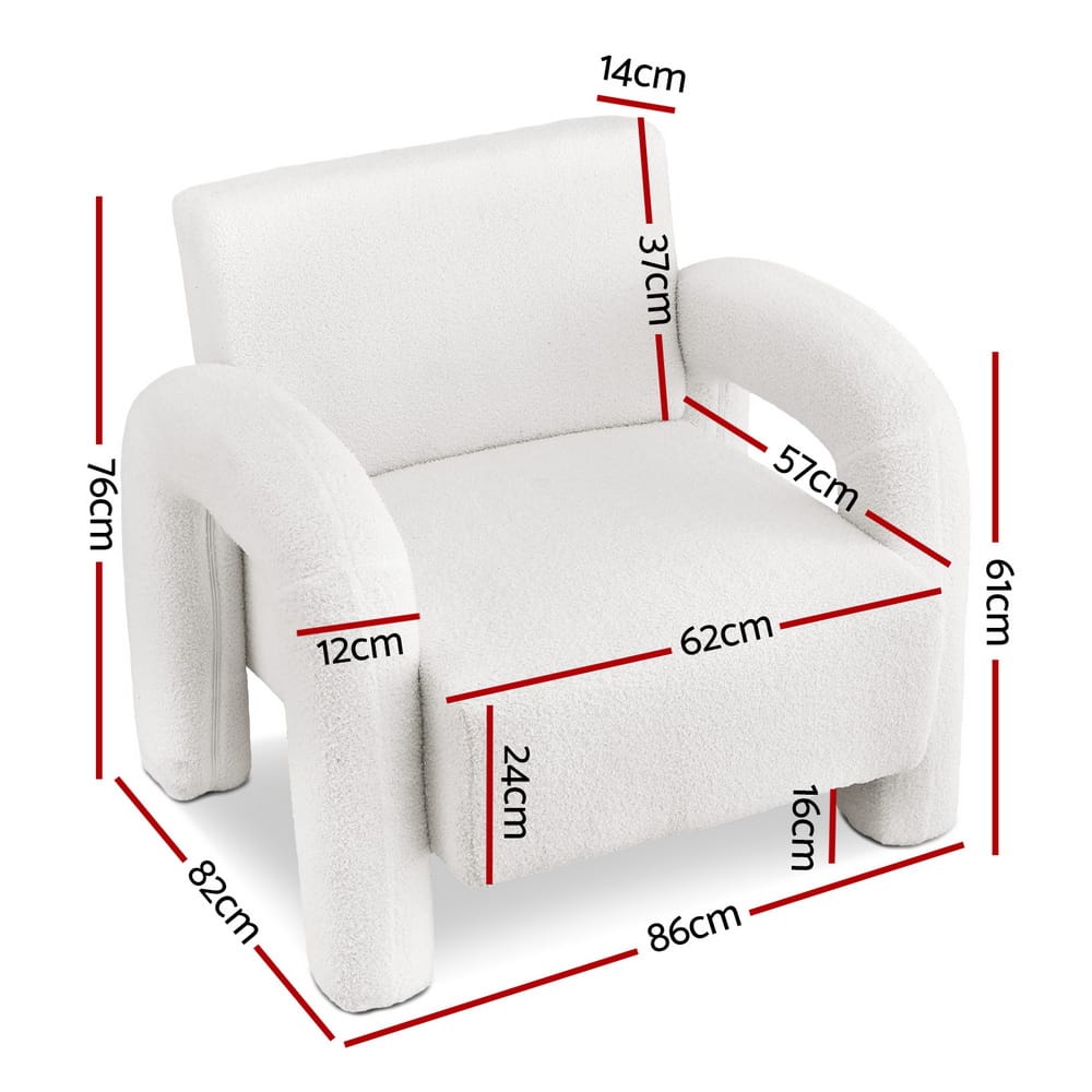 Accent Armchair Boucle Lounge 86x82x76cm