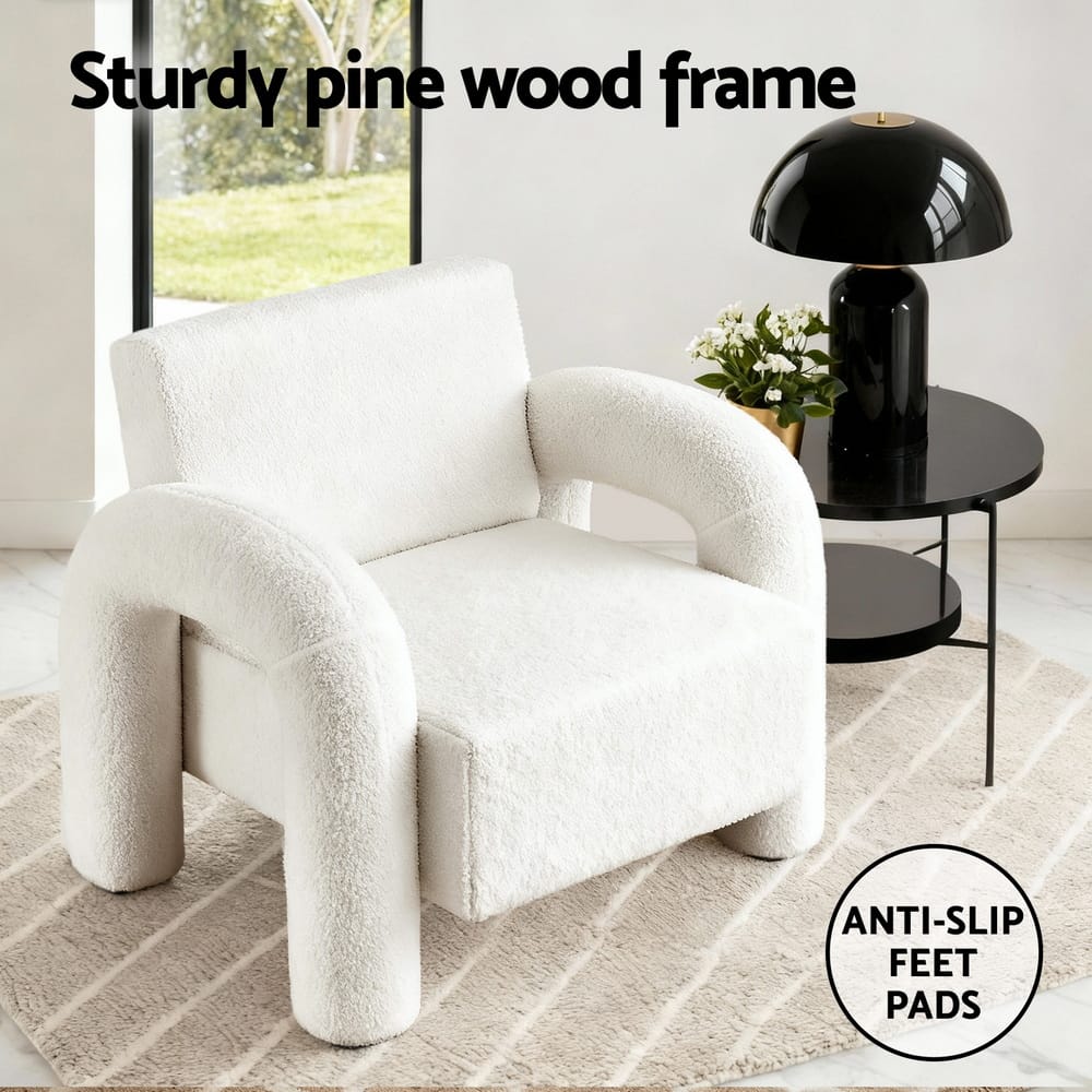 Accent Armchair Boucle Lounge 86x82x76cm