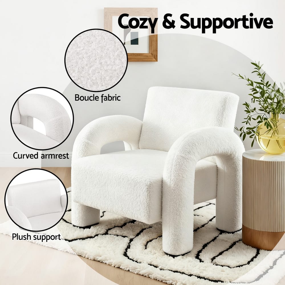 Accent Armchair Boucle Lounge 86x82x76cm