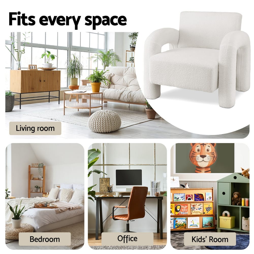 Accent Armchair Boucle Lounge 86x82x76cm