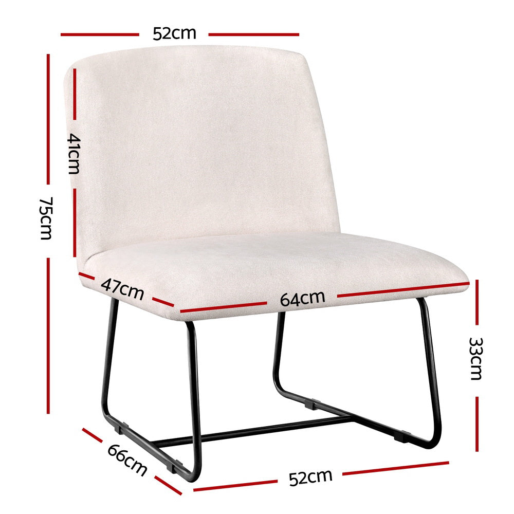 Accent Chair Armchair Cross Leg Beige | Armless