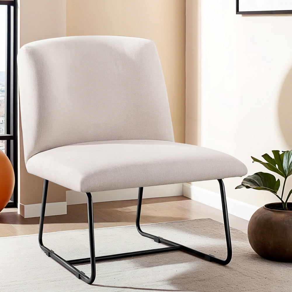 Accent Chair Armchair Cross Leg Beige