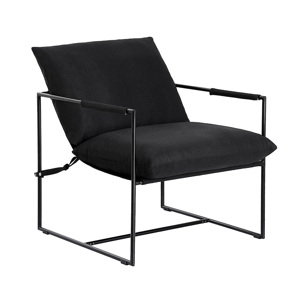 Sleek Black Sling Armchair – Lounge Chair for Living Room or Office