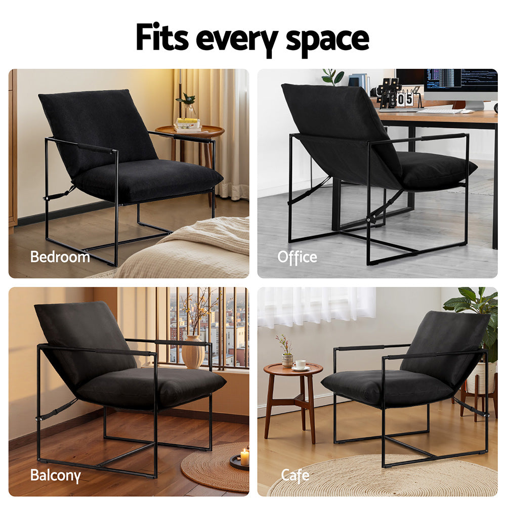 Sleek Black Sling Armchair – Lounge Chair for Living Room or Office