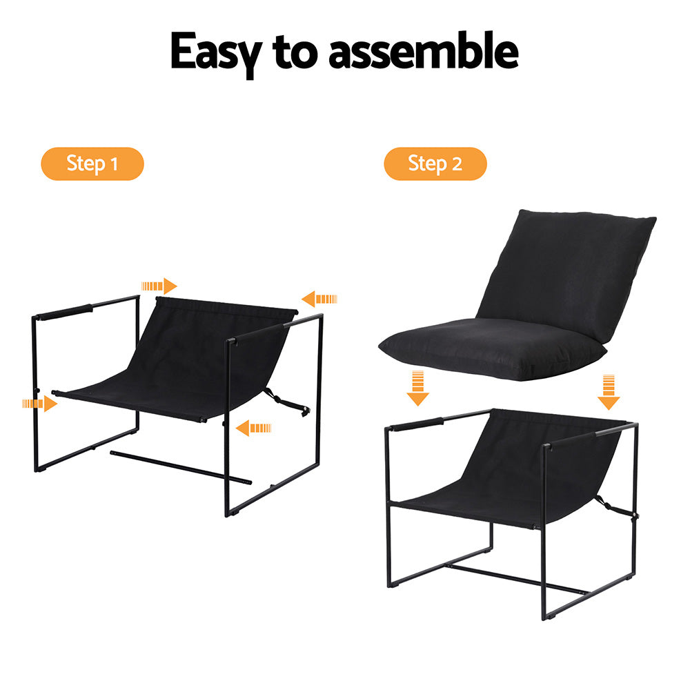 Sleek Black Sling Armchair – Lounge Chair for Living Room or Office