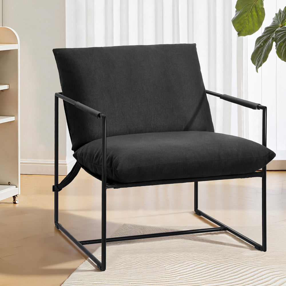 Sleek Black Sling Armchair – Lounge Chair for Living Room or Office