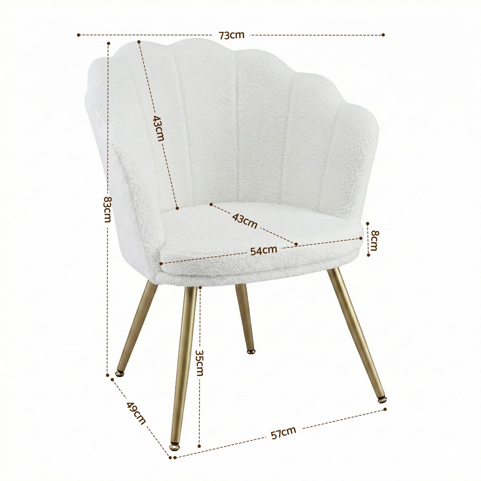 Teddy Fleece Armchair White 70x60x80cm