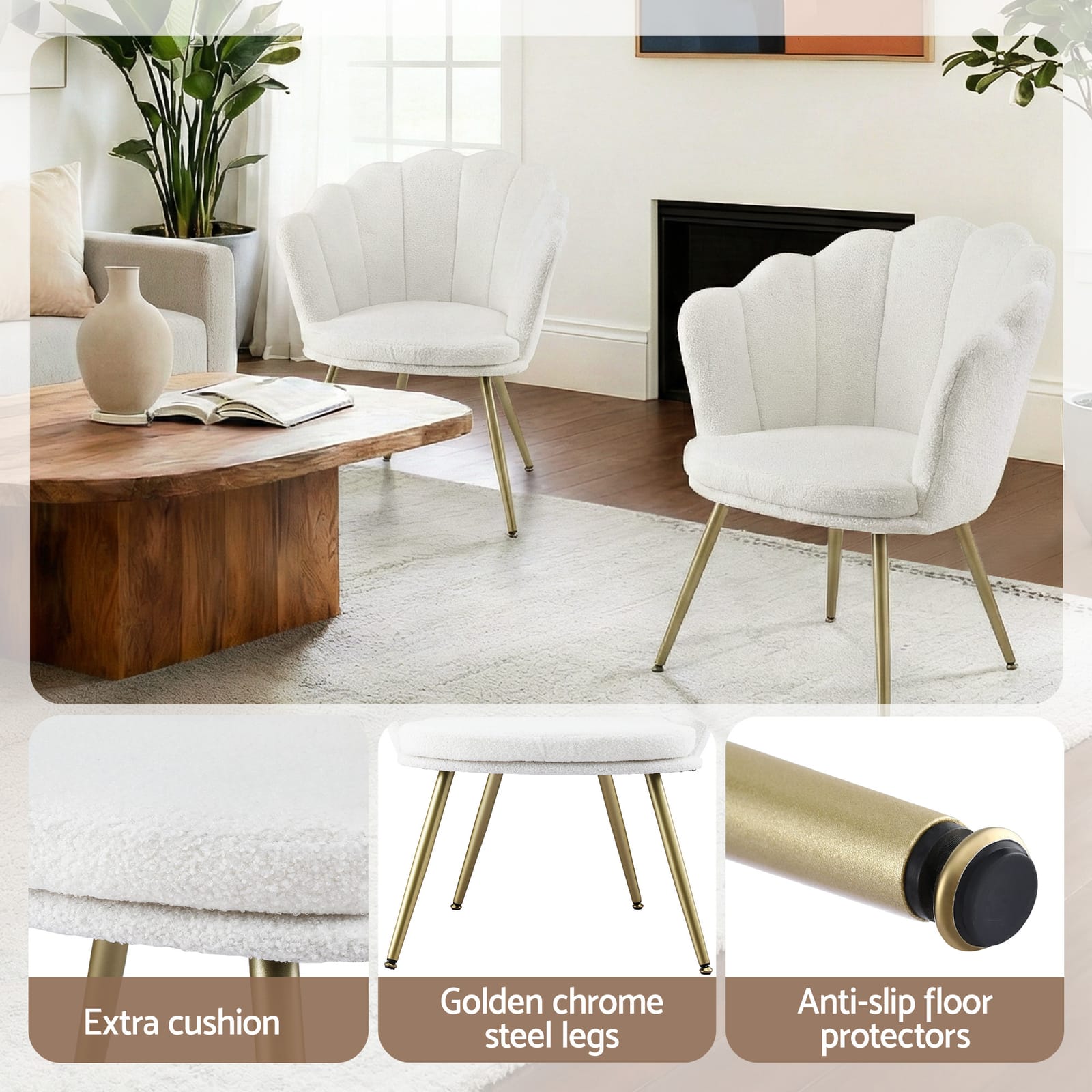 Teddy Fleece Armchair White 70x60x80cm
