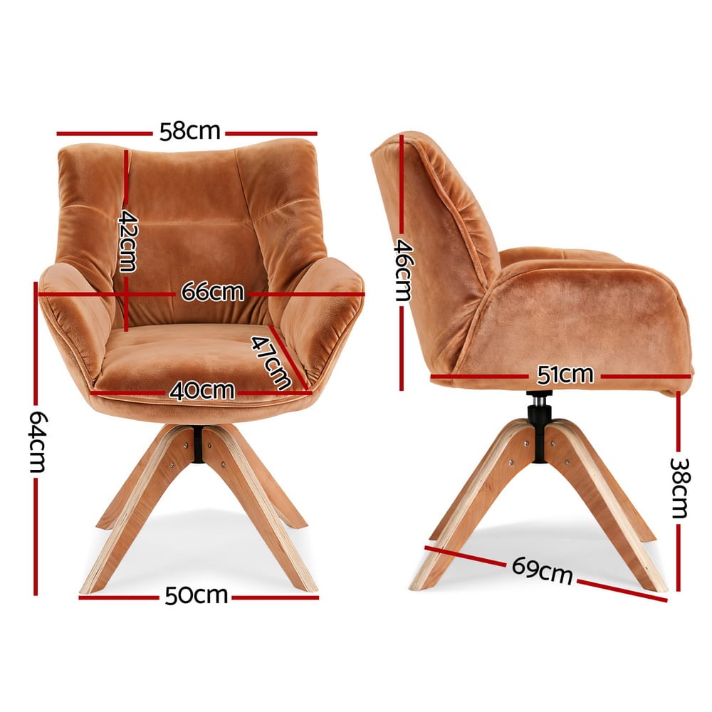 Brown chair 66x69x84cm, side view