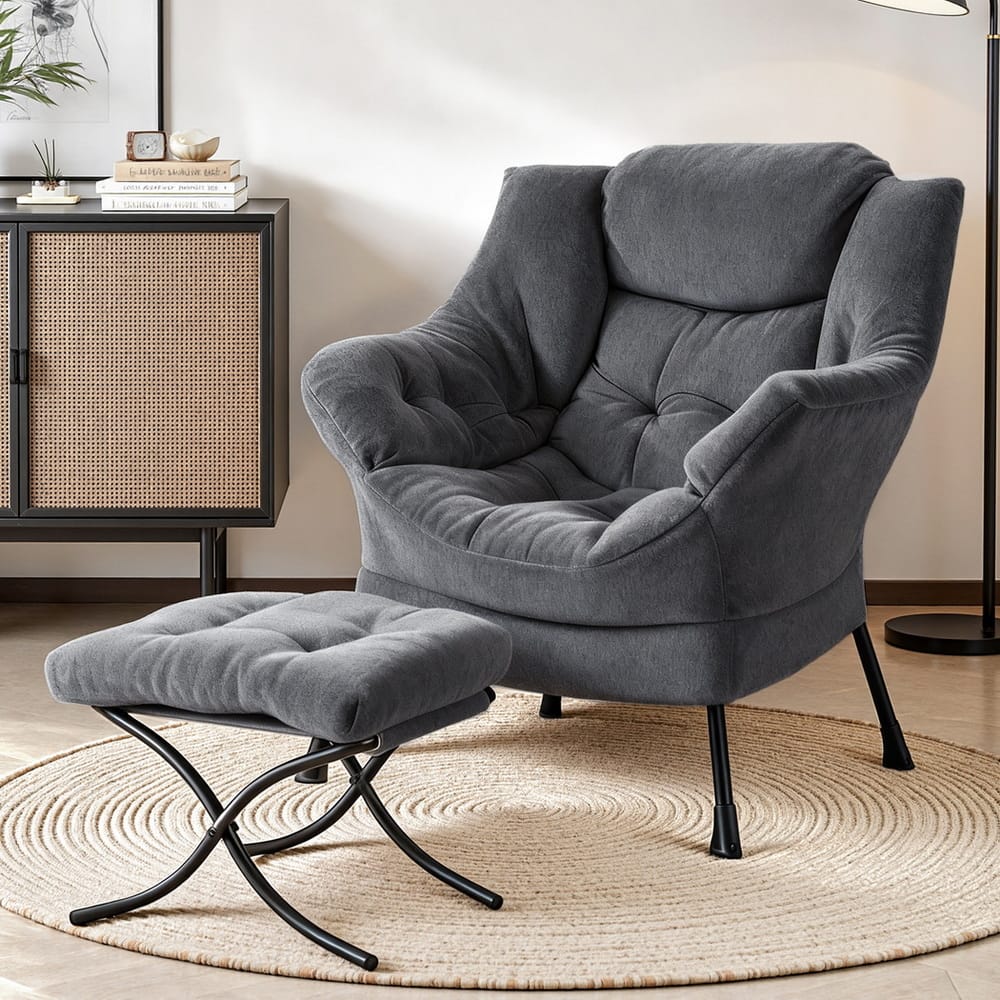 Grey chair 77x72x90cm, side view