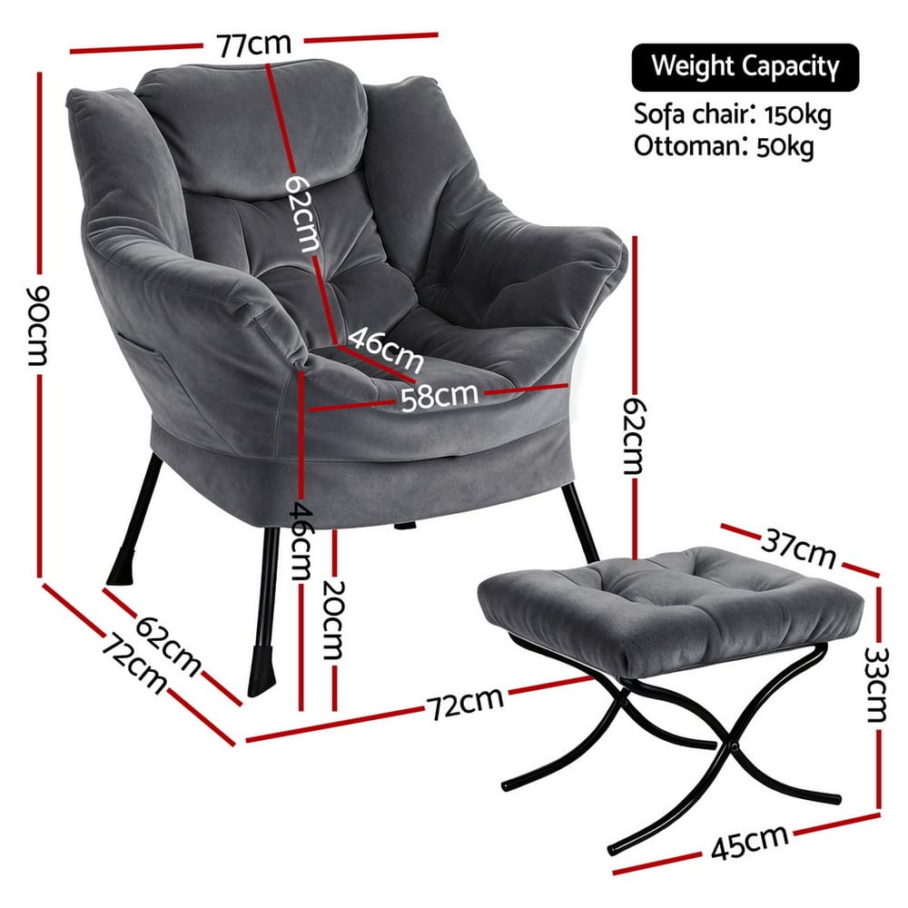 Grey chair 77x72x90cm, rear view
