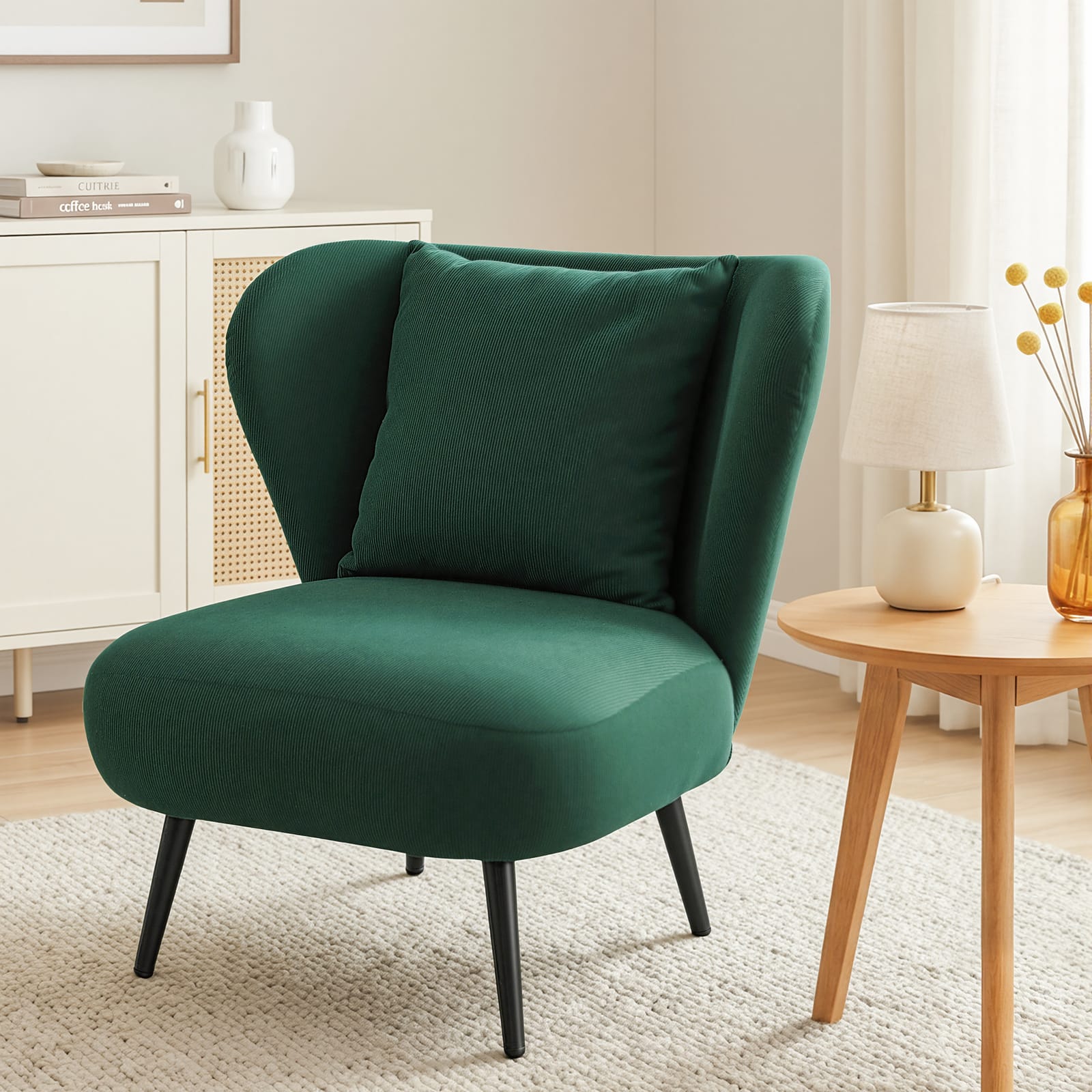 Velvet Armchair Green Accent 75x71x75cm
