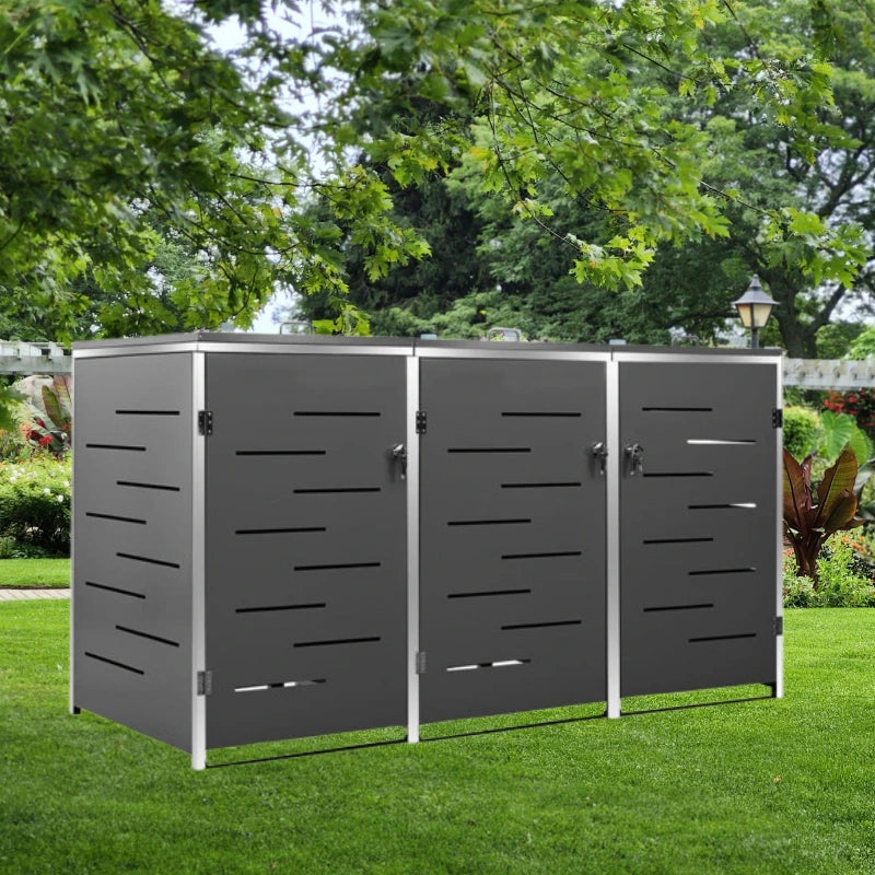 Triple Wheelie Bin Shed Stainless Steel | Simpledeals