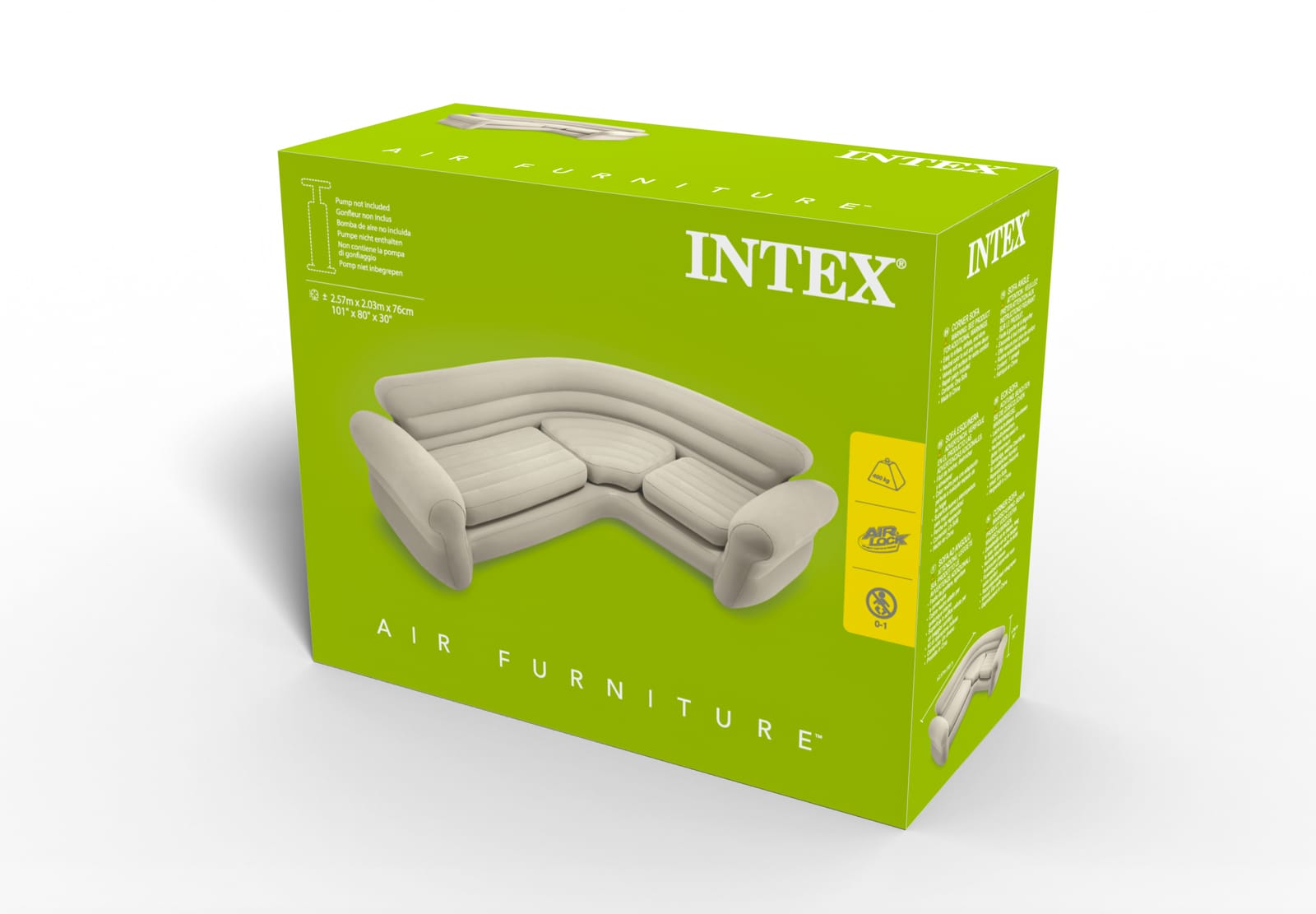 Inflatable Corner Sofa Beige 248x198x74cm