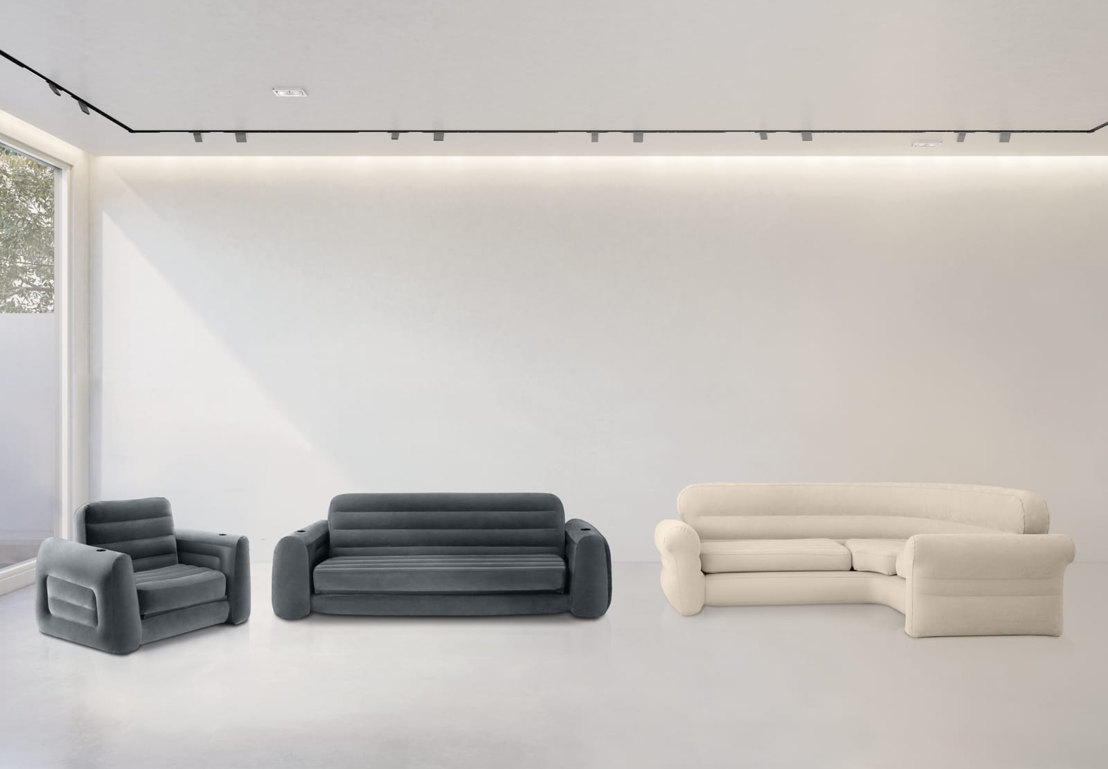 Inflatable Corner Sofa Beige 248x198x74cm