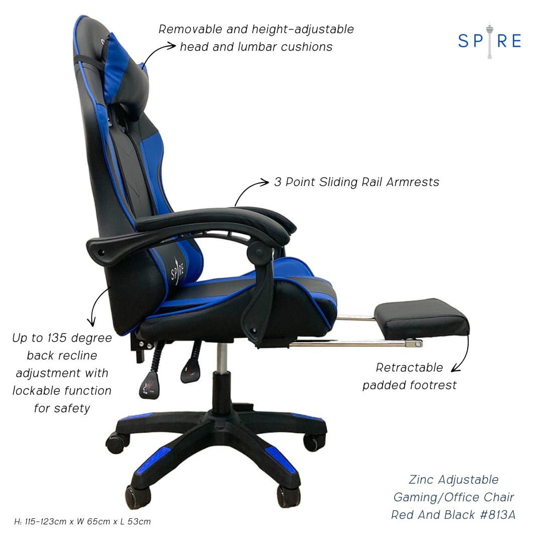 Gaming Chair Adjustable Blue 29x59x82cm