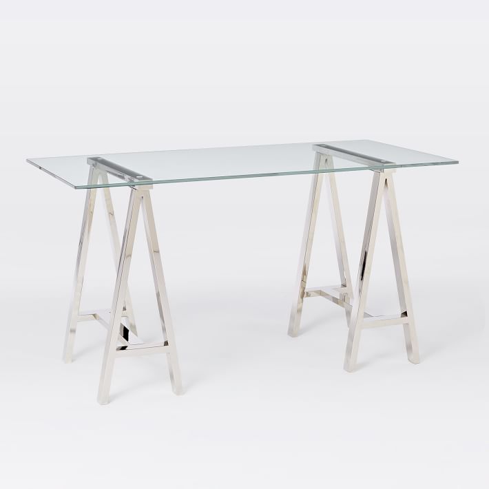 Stainless Steel & Glass Office Desk Table Venus Modern Workstation