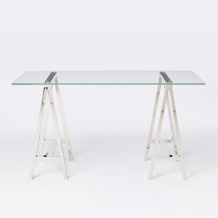 Stainless Steel & Glass Office Desk Table Venus Modern Workstation