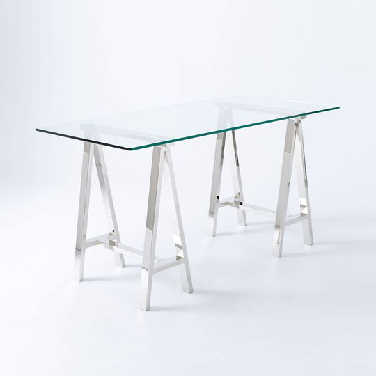 Stainless Steel & Glass Office Desk Table Venus Modern Workstation