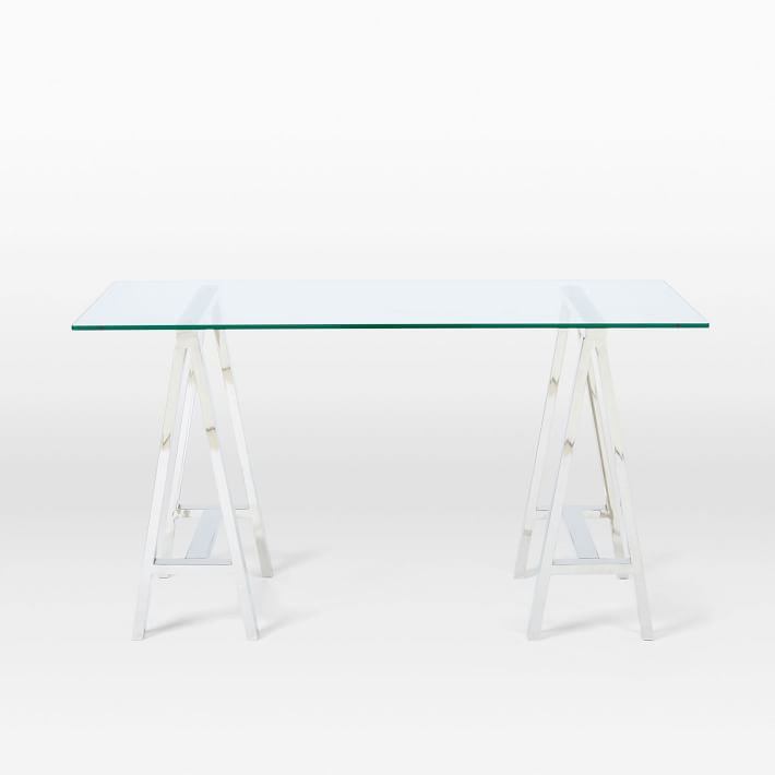 Stainless Steel & Glass Office Desk Table Venus Modern Workstation