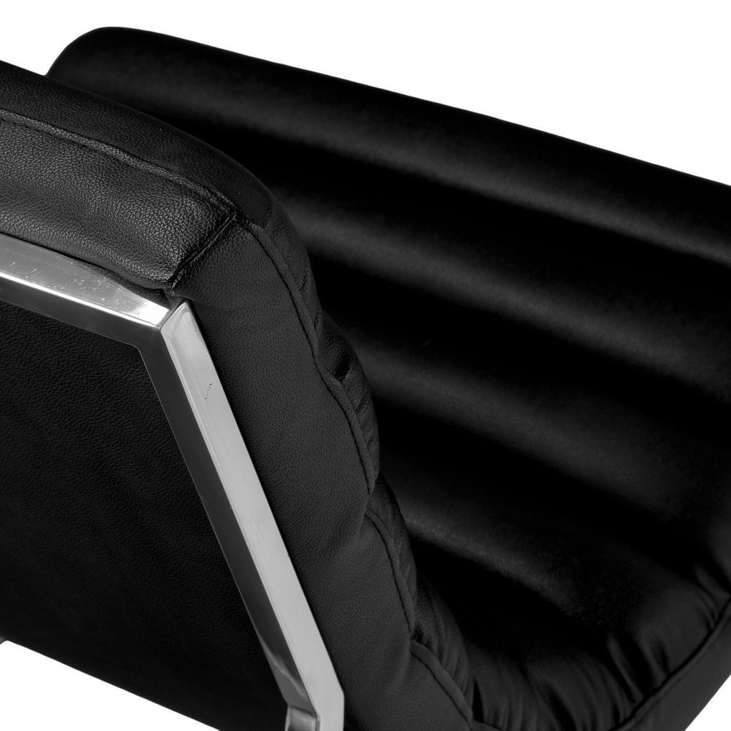Arm Chairs & Recliners - Caviar Bonded Leather & Steel Lounge Accent Chair in Black