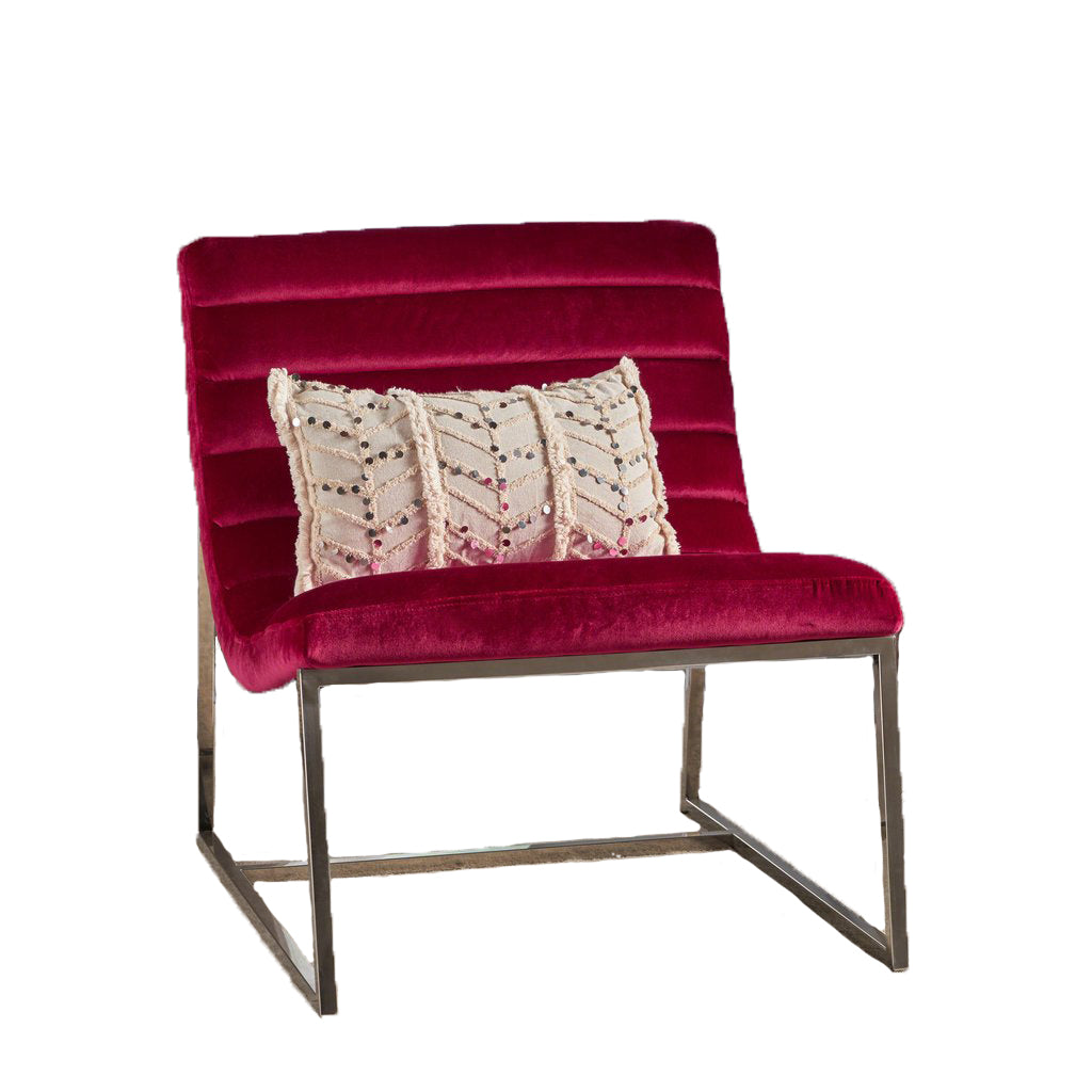 Red colour - Glorie Garnet/Red Velvet Sofa Accent Chair ArmChair