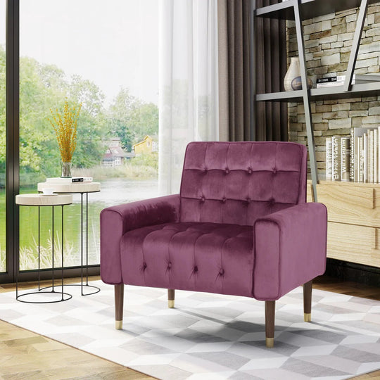 Arm Chairs & Recliners - Lewisham Raisin Tufted Velvet Armchair