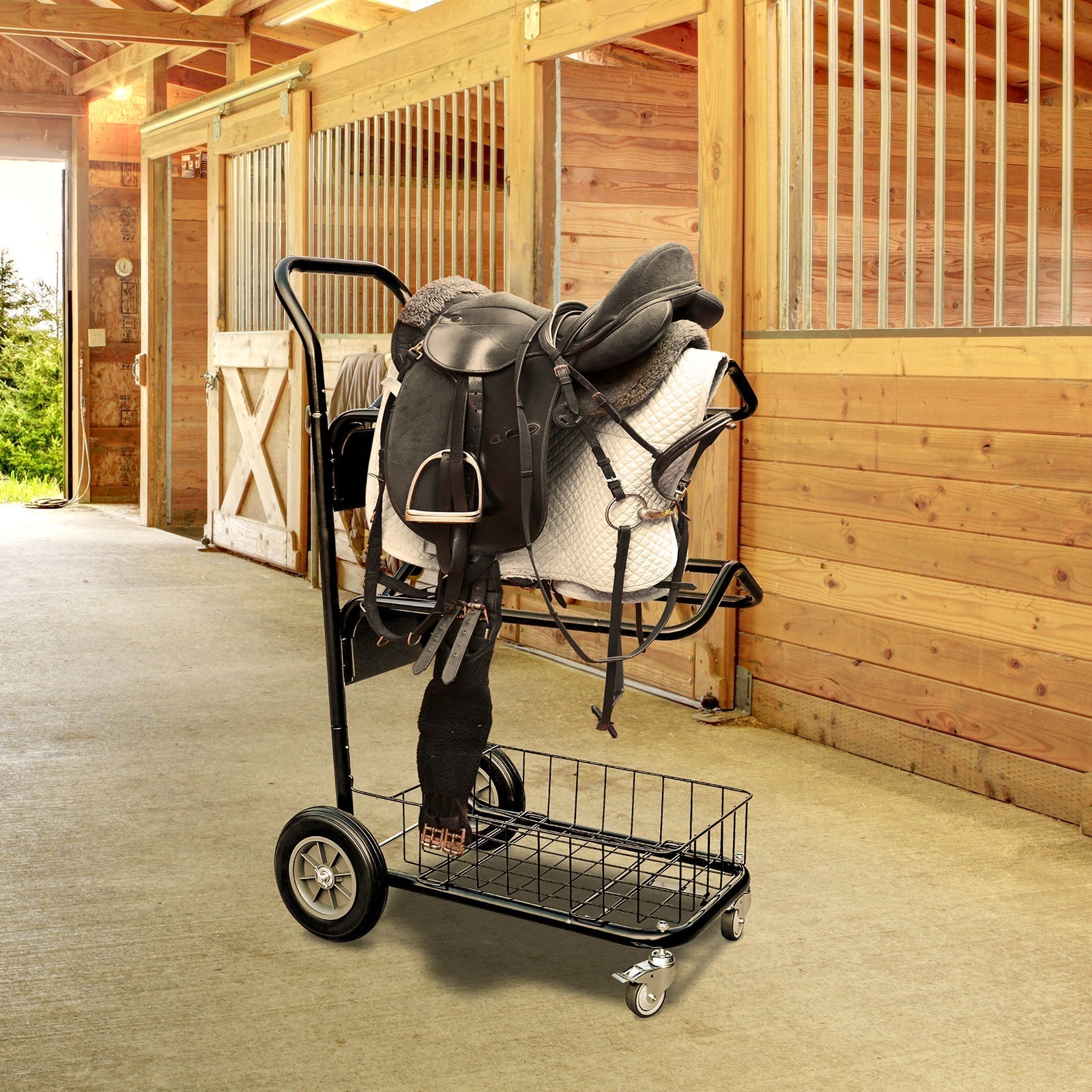 Farm Equipment - Heavy Duty Two Tier Wheeled Saddle Rack