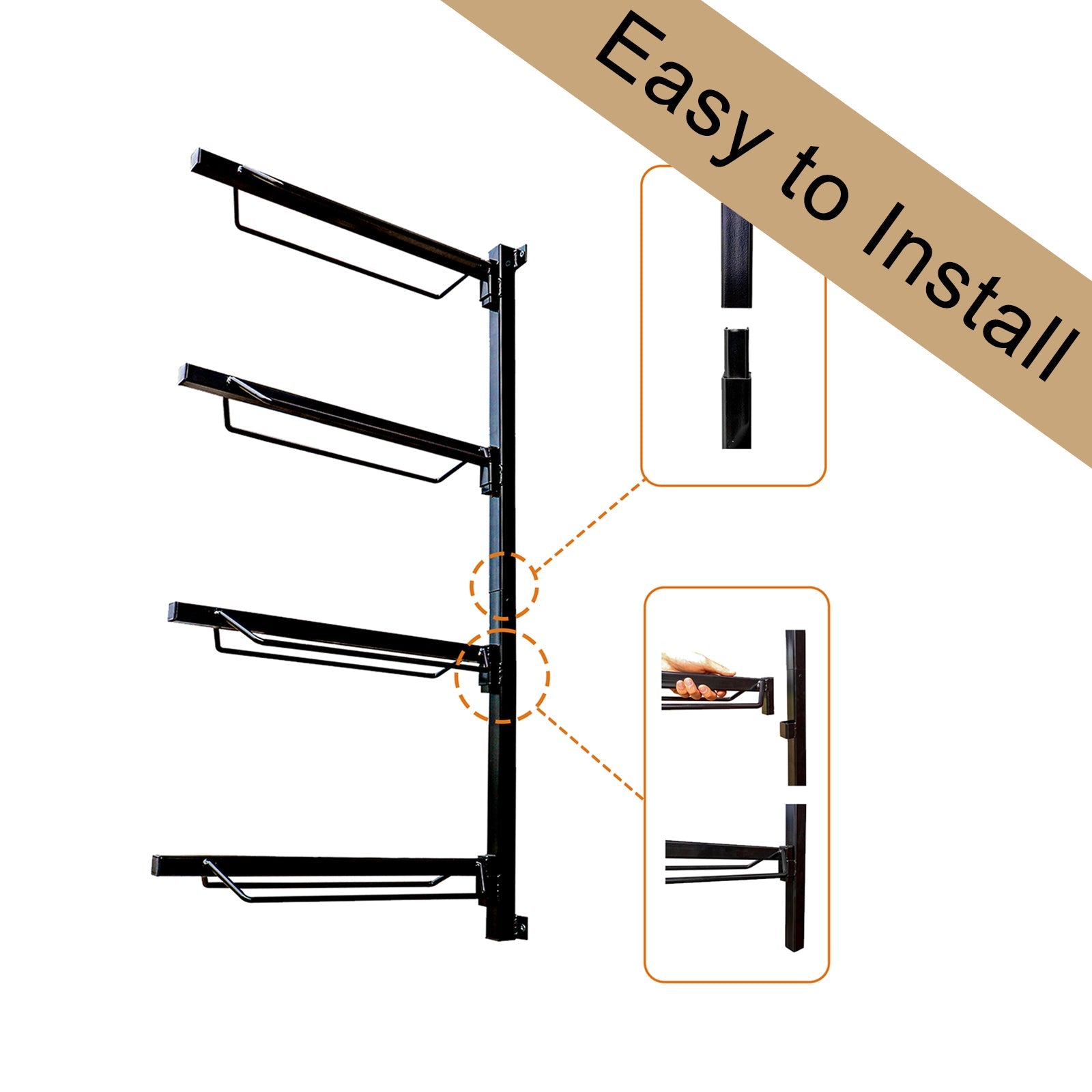 4-Tier Wall Mounted Saddle Rack Foldable Steel Horse Tack Stand