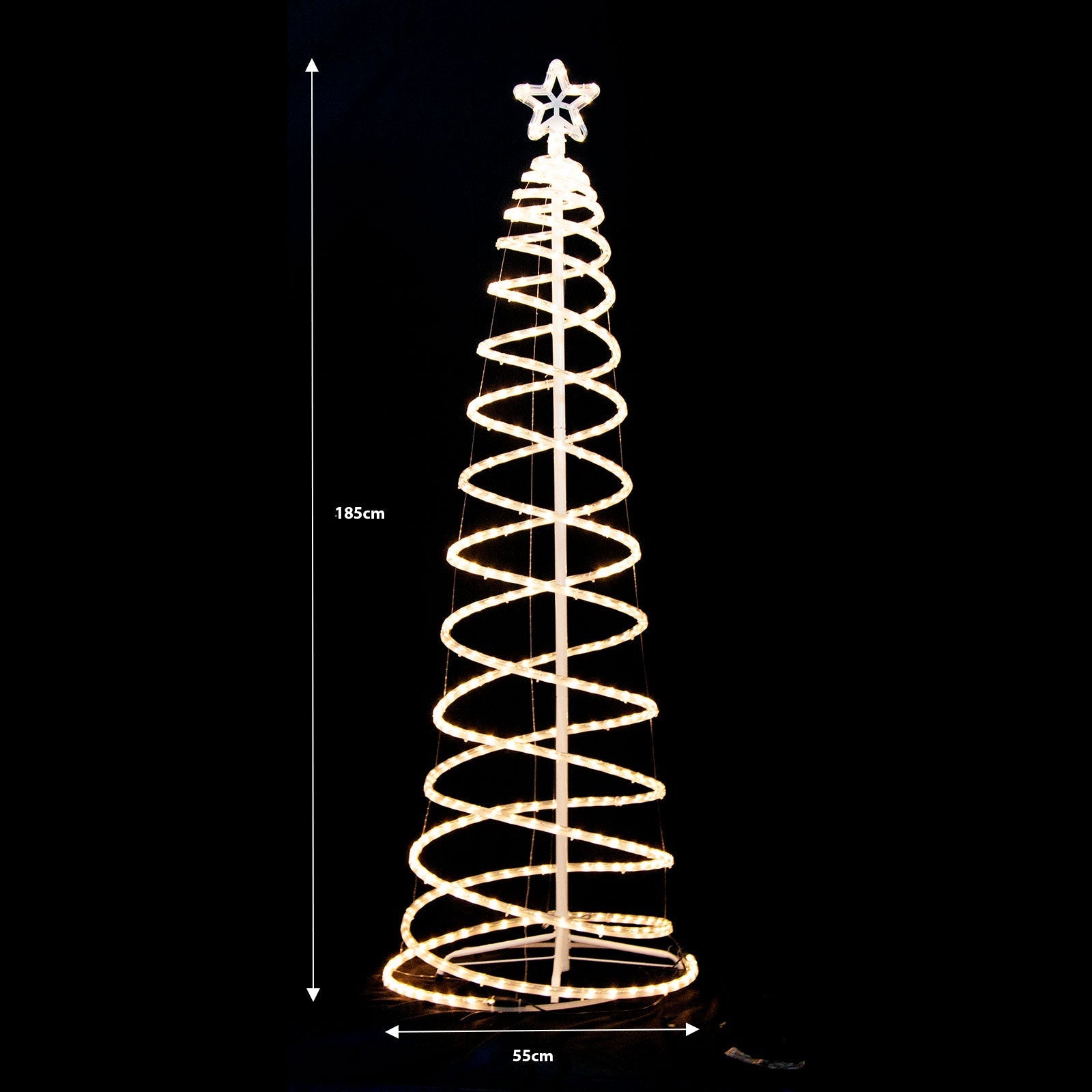 185Cm - Led 185cm Spiral Rope Light Christmas Tree Star Motif Warm White