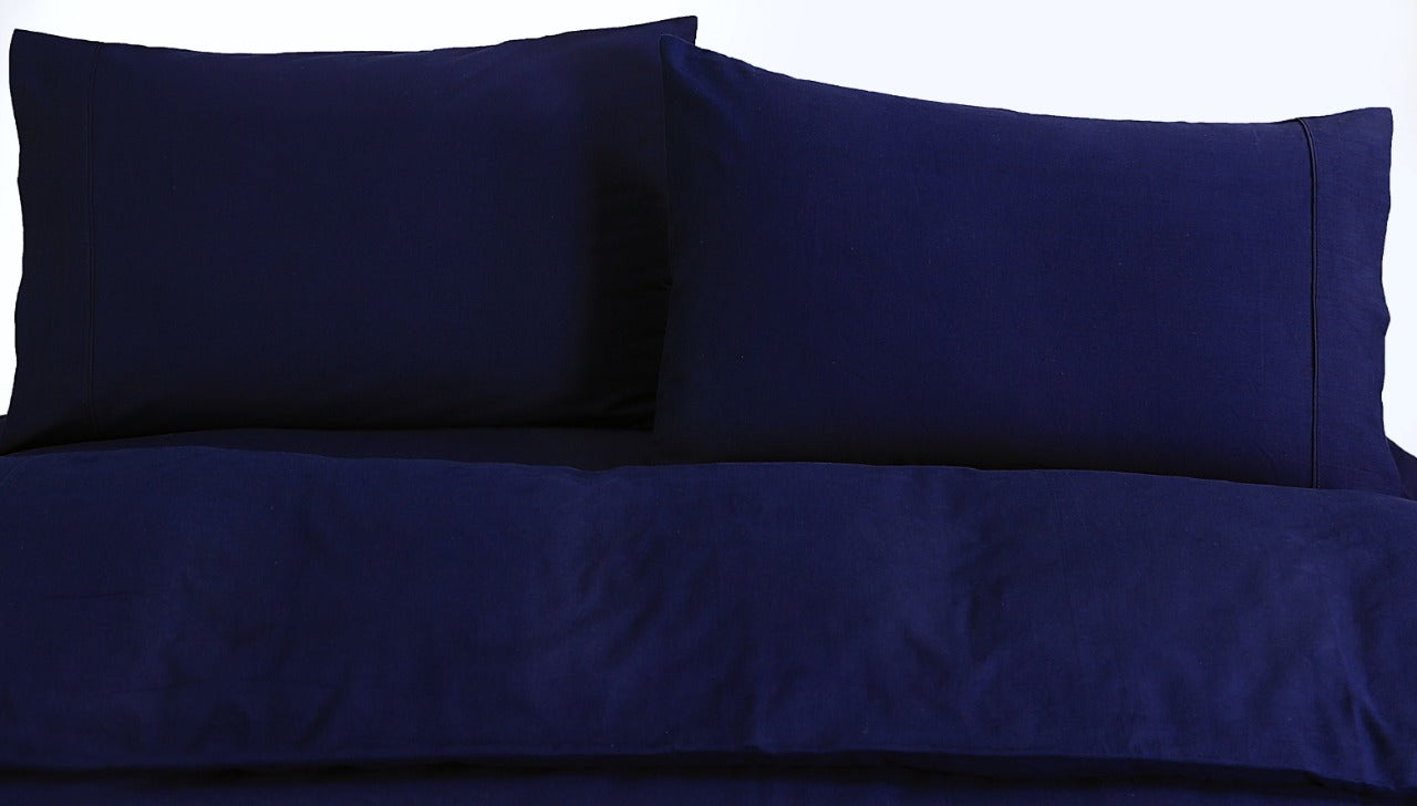 Navy Blue King Single Quilt Cover Set - 500Tc Egyptian Cotton