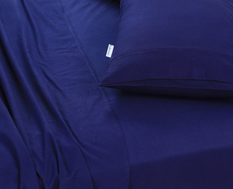 100% Egyptian Cotton Vintage Washed 500TC Navy Blue King Single Bed Sheets Set