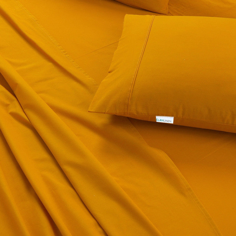 Mustard Mega Queen Bed Sheets Set - 500Tc Egyptian Cotton (50Cm Deep)